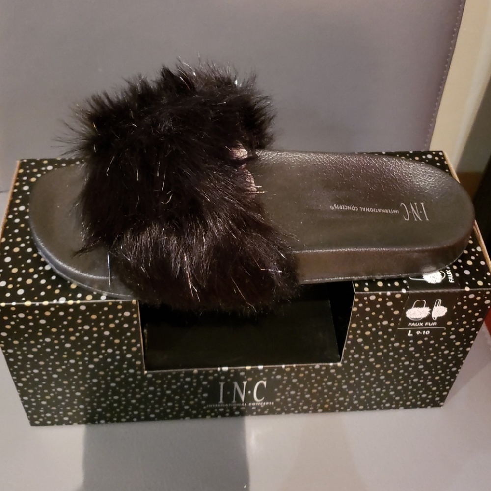 COPY - I.N.C fluffy slide ons